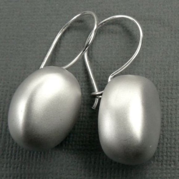 Large SATIN Finish Sterling Silver Earrings 1.5"